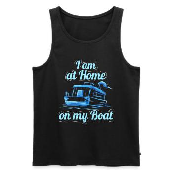 Je suis à la maison sur mon bateau - Propriétaires de péniches - Débardeur bio Premium Homme - noir - Devant - Michal (187cm)
