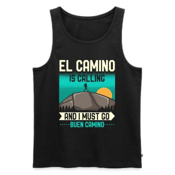 El Camino Is Calling And I Must Go Buen Camino - Männer Premium Bio Tank Top - Schwarz - Vorne - Michal (187cm)
