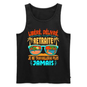 Humour Retraite Retraité Pension Pensionné Adieu - Débardeur bio Premium Homme - noir - Devant - Michal (187cm)