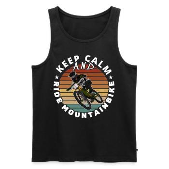 Mountainbiker / MTB Downhill Bike Sayings Bike - Men's Premium Organic Tank Top - black - Front - AI Model Male 178 light (178cm)