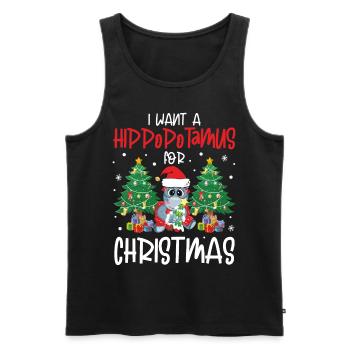 I Want A Hippopotamus for Christmas Funny - Männer Premium Bio Tank Top - Schwarz - Vorne - Michal (187cm)