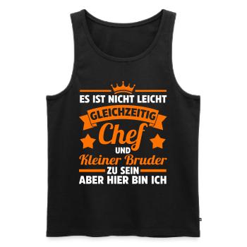 Gleichzeitig Chef und kleiner Bruder - Männer Premium Bio Tank Top - Schwarz - Vorne - AI Model Male 178 light (178cm)