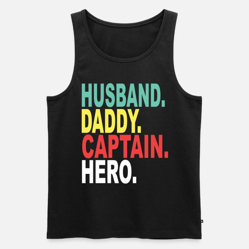 Ehemann Papa Kapitain Held - Männer Premium Bio Tank Top - Schwarz