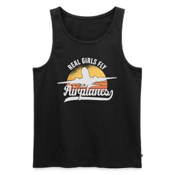 Pilote d’avion propulsé Flyer disant Hobby Pilot Woman - Débardeur bio Premium Homme - noir - Devant - AI Model Male 178 light (178cm)