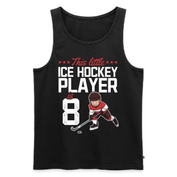 Ce petit joueur de hockey sur glace a 8 ans - Débardeur bio Premium Homme - noir - Devant - Michal (187cm)