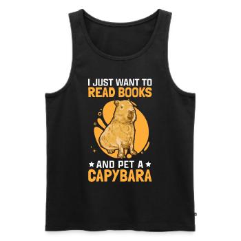 Capybaras streicheln und Bücher lesen Capybara - Männer Premium Bio Tank Top - Schwarz - Vorne - Michal (187cm)