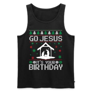 Go Jesus Birthday Team Jesus Weihnachten Lustig - Männer Premium Bio Tank Top - Schwarz - Vorne - AI Model Male 178 light (178cm)