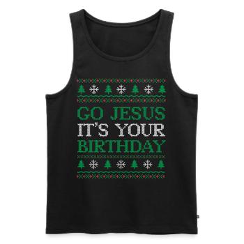 Go Jesus Birthday Team Jesus Weihnachten Lustig - Männer Premium Bio Tank Top - Schwarz - Vorne - AI Model Male 178 light (178cm)