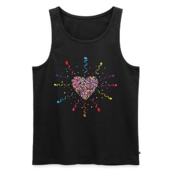 Konfetti im Herzen Fasching Karneval - Männer Premium Bio Tank Top - Schwarz - Vorne - Michal (187cm)