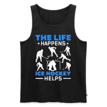Das Leben passiert Eishockey hilft mir Eishockey - Männer Premium Bio Tank Top - Schwarz - Vorne - Michal (187cm)