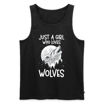 Nur Ein Mädchen, Das Wölfe Liebt Waldtiere Wolf - Männer Premium Bio Tank Top - Schwarz - Vorne - AI Model Male 178 light (178cm)