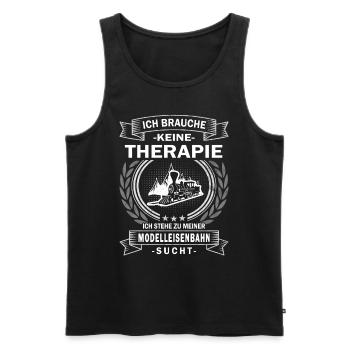 brauche keine Therapie Modelleisenbahn Lokomotive - Männer Premium Bio Tank Top - Schwarz - Vorne - Michal (187cm)