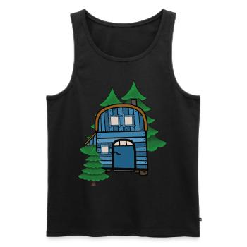 Freak Nature Lovers Construction Trailer Camping House Cabin - Men's Premium Organic Tank Top - black - Front - AI Model Male 178 light (178cm)
