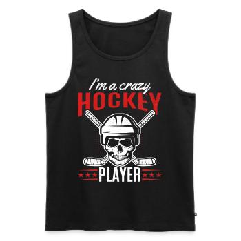 Je suis un joueur de hockey fou I joueur de hockey sur glace - Débardeur bio Premium Homme - noir - Devant - Michal (187cm)