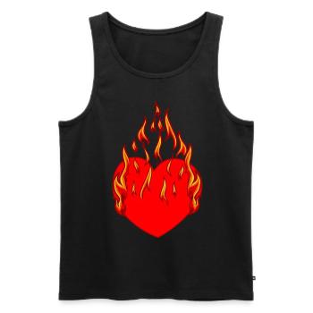 Heart, Fire, Flame, Inferno, Love, Love, Relationship, - Men's Premium Organic Tank Top - black - Front - AI Model Male 178 light (178cm)