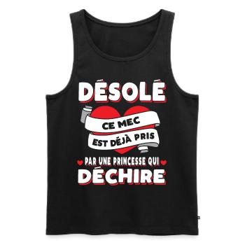 Mari Saint-Valentin Homme Fiancé Humour - Débardeur bio Premium Homme - noir - Devant - AI Model Male 178 light (178cm)