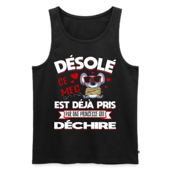 Désolé Saint-Valentin Homme Mari Humour - Débardeur bio Premium Homme - noir - Devant - AI Model Male 178 light (178cm)