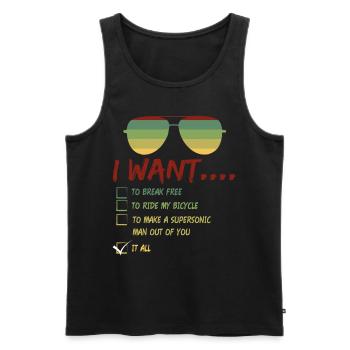 Je veux casser les lunettes de soleil l’été - Débardeur bio Premium Homme - noir - Devant - Michal (187cm)