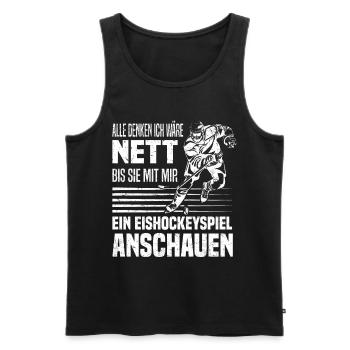 Eishockeyspiel Eishockey Hockey Eishockeyspieler - Männer Premium Bio Tank Top - Schwarz - Vorne - AI Model Male 178 light (178cm)