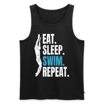Eat Sleep Swim Repeat - Swimming Swimmers - Men's Premium Organic Tank Top - black - Front - AI Model Male 178 light (178cm)
