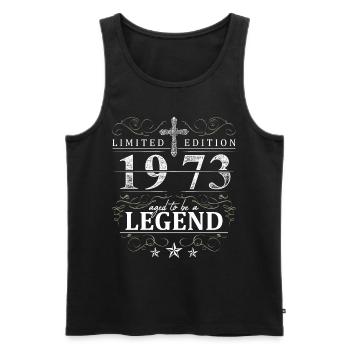 Cross Vintage Anniversaire Année de Naissance 1973 Cadeau - Débardeur bio Premium Homme - noir - Devant - Michal (187cm)