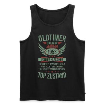 Oldtimer Januar 1953 Geboren Jahrgang Geburtstag - Männer Premium Bio Tank Top - Schwarz - Vorne - AI Model Male 178 light (178cm)
