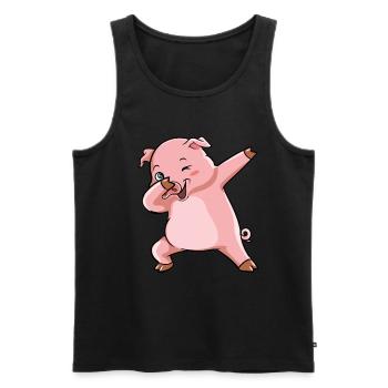 Dabbing Schwein Sieger Sau - Männer Premium Bio Tank Top - Schwarz - Vorne - Michal (187cm)