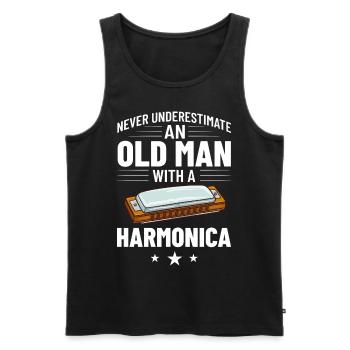 Mundharmonika Harmonica Spieler Lektionen Anfänger - Männer Premium Bio Tank Top - Schwarz - Vorne - AI Model Male 178 light (178cm)
