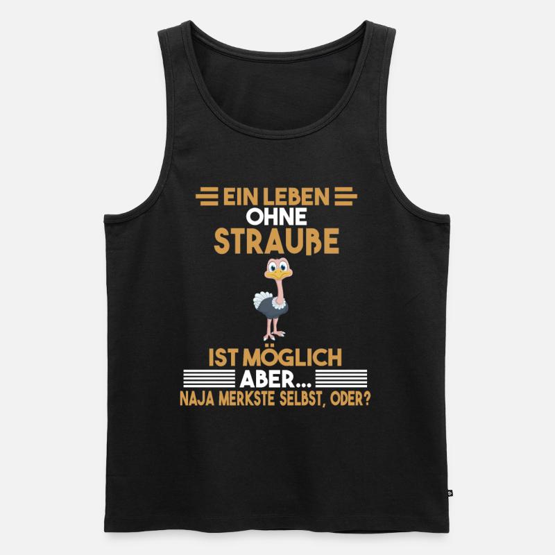 Zootier Strauß - Männer Premium Bio Tank Top - Schwarz