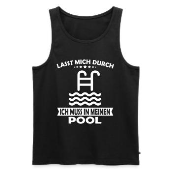Lasst mich durch ich muss in meinen Pool - Männer Premium Bio Tank Top - Schwarz - Vorne - AI Model Male 178 light (178cm)