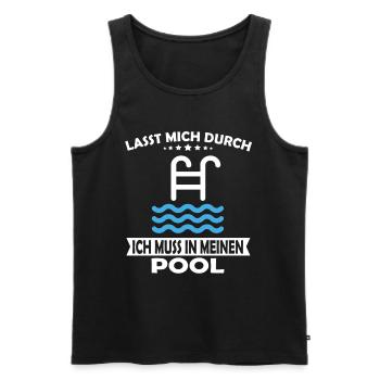 Lasst mich durch ich muss in meinen Pool - Männer Premium Bio Tank Top - Schwarz - Vorne - AI Model Male 178 light (178cm)