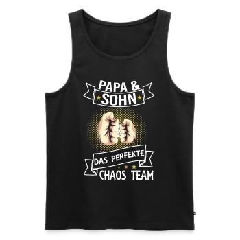 Papa und Sohn Chaos Team - Männer Premium Bio Tank Top - Schwarz - Vorne - Michal (187cm)