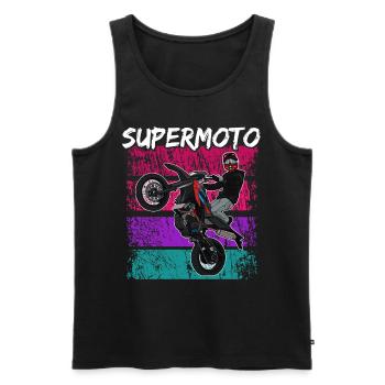 Supermoto / Supermotard / Supermoto Wheelie - Men's Premium Organic Tank Top - black - Front - Michal (187cm)