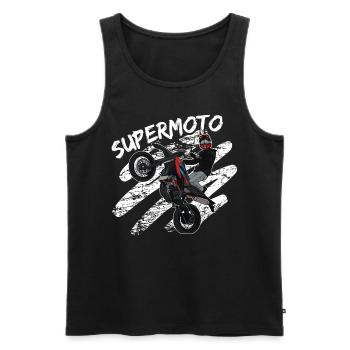 Supermotard / Supermotard / Supermotard Wheelie - Débardeur bio Premium Homme - noir - Devant - Michal (187cm)