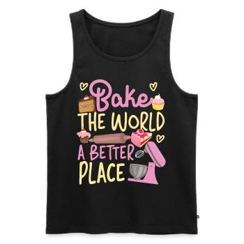 Bake Baking Beater Bake The World - Männer Premium Bio Tank Top - Schwarz - Vorne - AI Model Male 178 light (178cm)