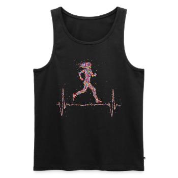 Jogging Heartbeat Runner Marathon - Débardeur bio Premium Homme - noir - Devant - Michal (187cm)