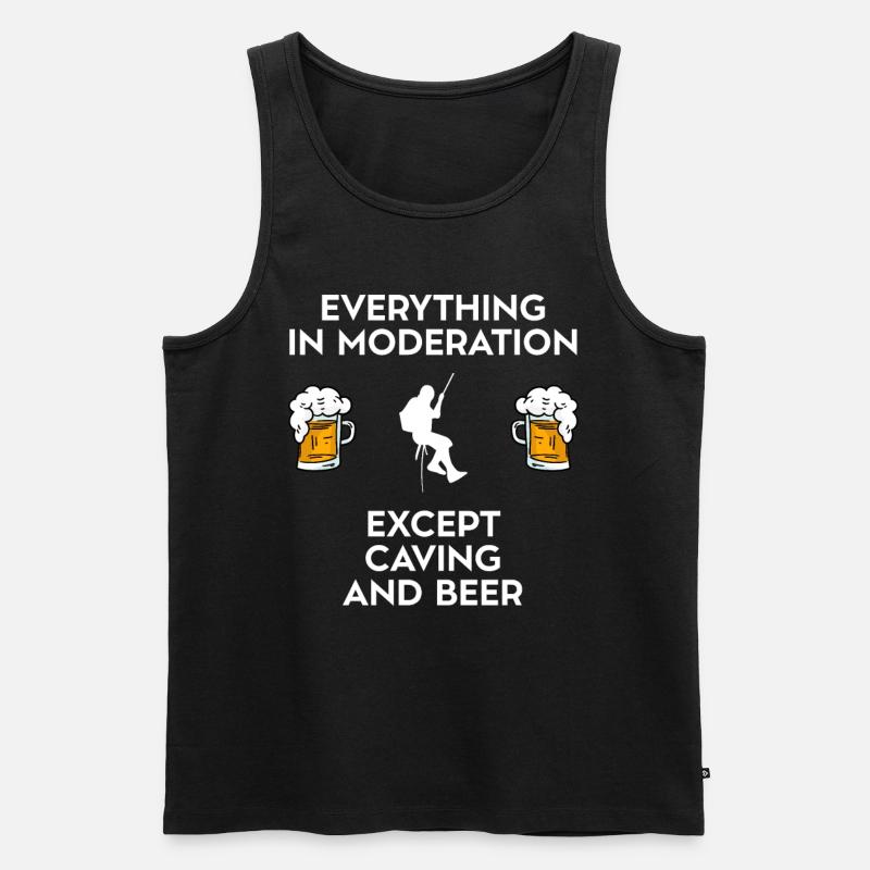 Caving Spelunking Potholing And Beer - Men's Premium Organic Tank Top - black