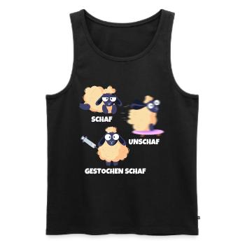 Schaf Unschaf Gestochen Schaf Wortspiel - Männer Premium Bio Tank Top - Schwarz - Vorne - AI Model Male 178 light (178cm)