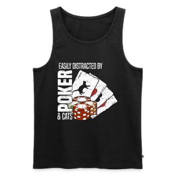 Poker players easily distracted by poker and cats - Men's Premium Organic Tank Top - black - Front - Michal (187cm)