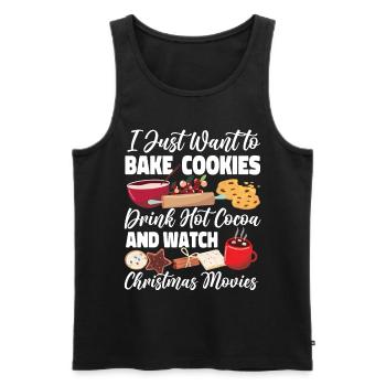 Cuire au four des biscuits de Noël I - Débardeur bio Premium Homme - noir - Devant - AI Model Male 178 light (178cm)