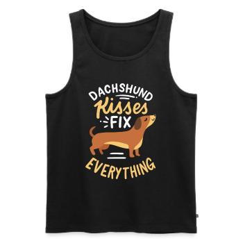 Dachshund Kisses Everything Dackel Dachshund - Männer Premium Bio Tank Top - Schwarz - Vorne - AI Model Male 178 light (178cm)