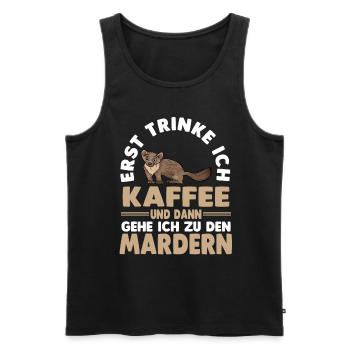 Kaffee Marder - Männer Premium Bio Tank Top - Schwarz - Vorne - Michal (187cm)