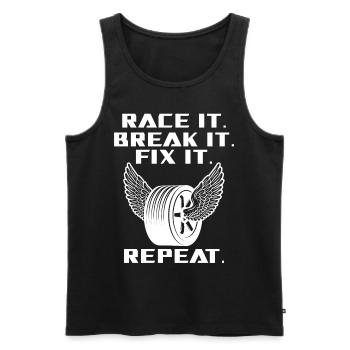 Race It Break It Fix It Racing - Débardeur bio Premium Homme - noir - Devant - Michal (187cm)