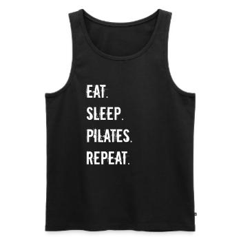 Pilates - manger. Dormir. pilates. répéter. - Débardeur bio Premium Homme - noir - Devant - AI Model Male 178 light (178cm)