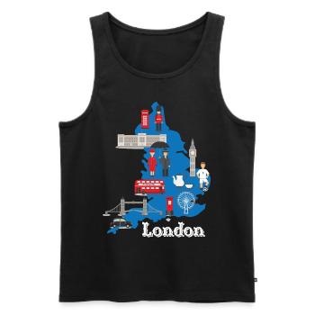 London Is Always A Good Idea UK GB - Men's Premium Organic Tank Top - black - Front - AI Model Male 178 light (178cm)