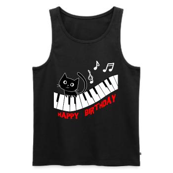 Piano Cat Piano I Funny Animals | Music Happy - Men's Premium Organic Tank Top - black - Front - AI Model Male 178 light (178cm)