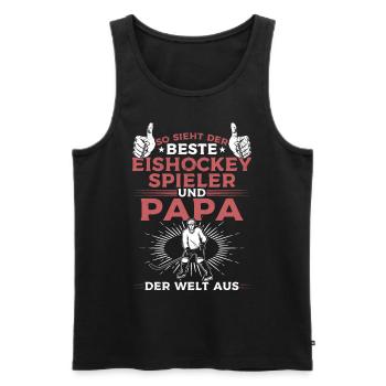 Eishockey Papa Eishockey Spieler Papa - Männer Premium Bio Tank Top - Schwarz - Vorne - Michal (187cm)