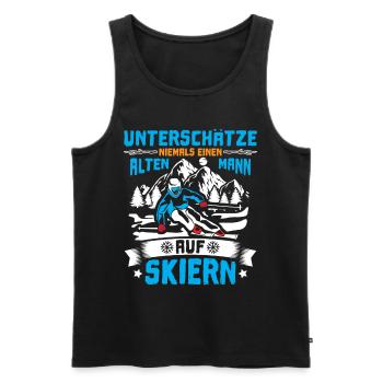 Skifahren Alter Mann auf Skiern - Männer Premium Bio Tank Top - Schwarz - Vorne - Michal (187cm)