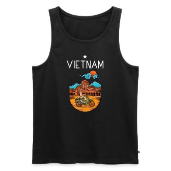 Vietnam I Hanoi Scooter Pho Bo Motif de voyage pour - Débardeur bio Premium Homme - noir - Devant - AI Model Male 178 light (178cm)