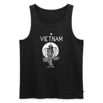 Vietnam I Hanoi Scooter Pho Bo Motif de voyage pour - Débardeur bio Premium Homme - noir - Devant - AI Model Male 178 light (178cm)